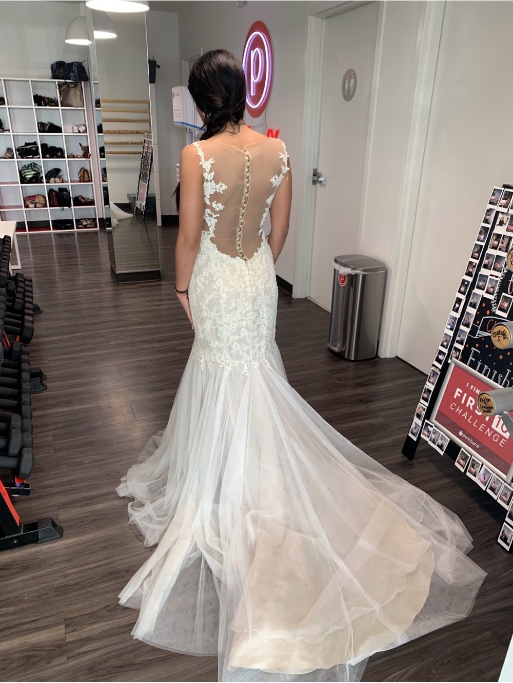 Ivory Lace Mermaid Wedding Gown with Illusion Back